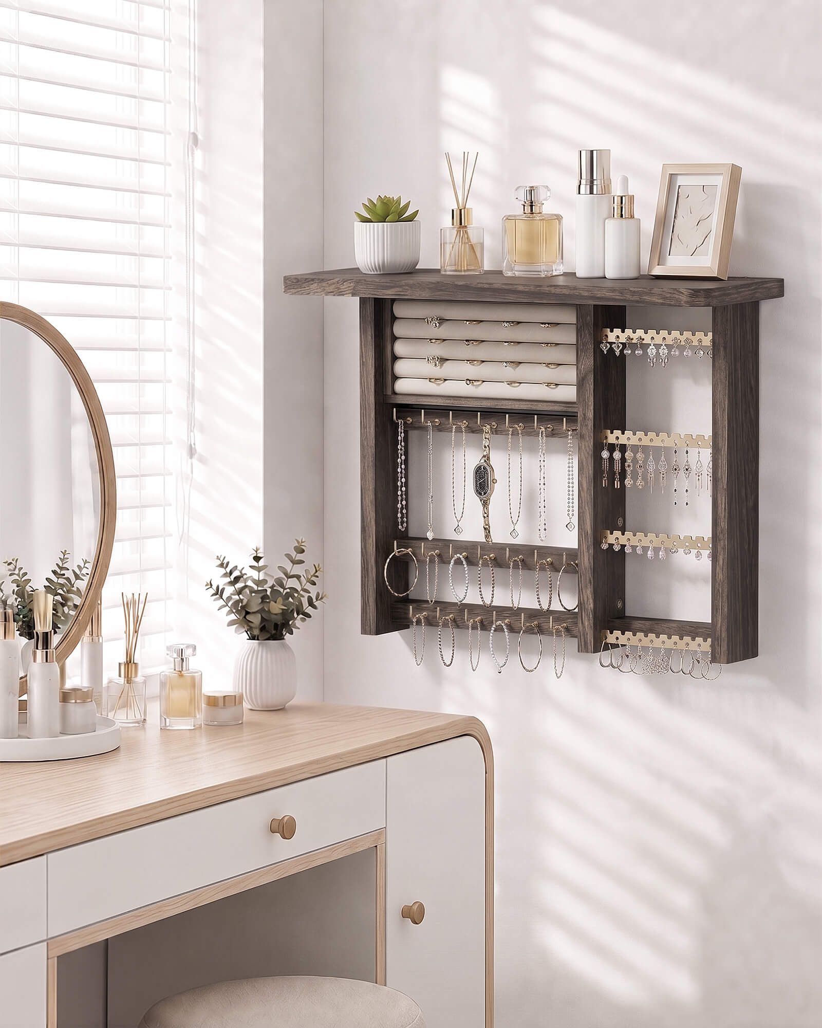 Large Capacity Wall Mounted Hanging Jewelry Organizer