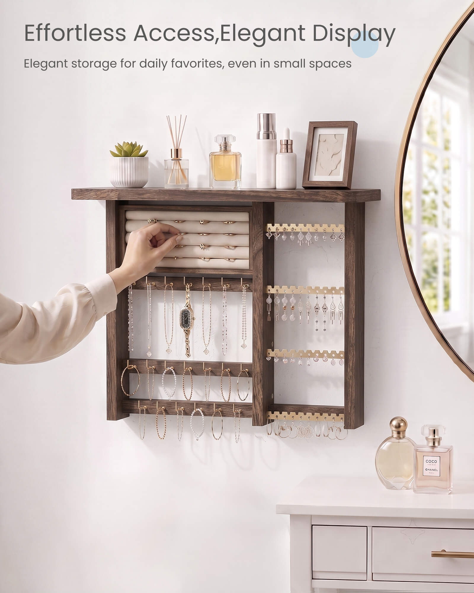 Large Capacity Wall Mounted Hanging Jewelry Organizer