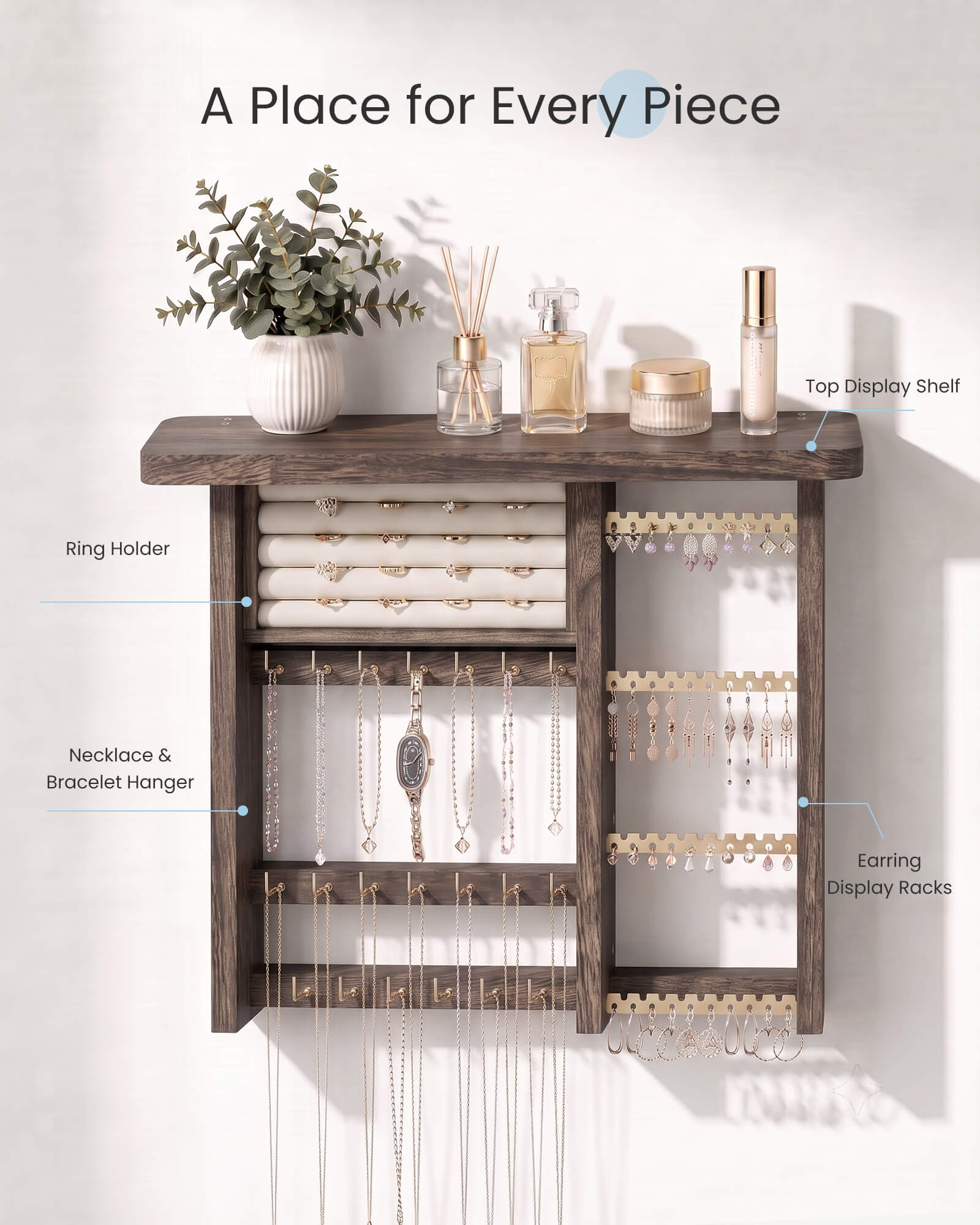 Large Capacity Wall Mounted Hanging Jewelry Organizer