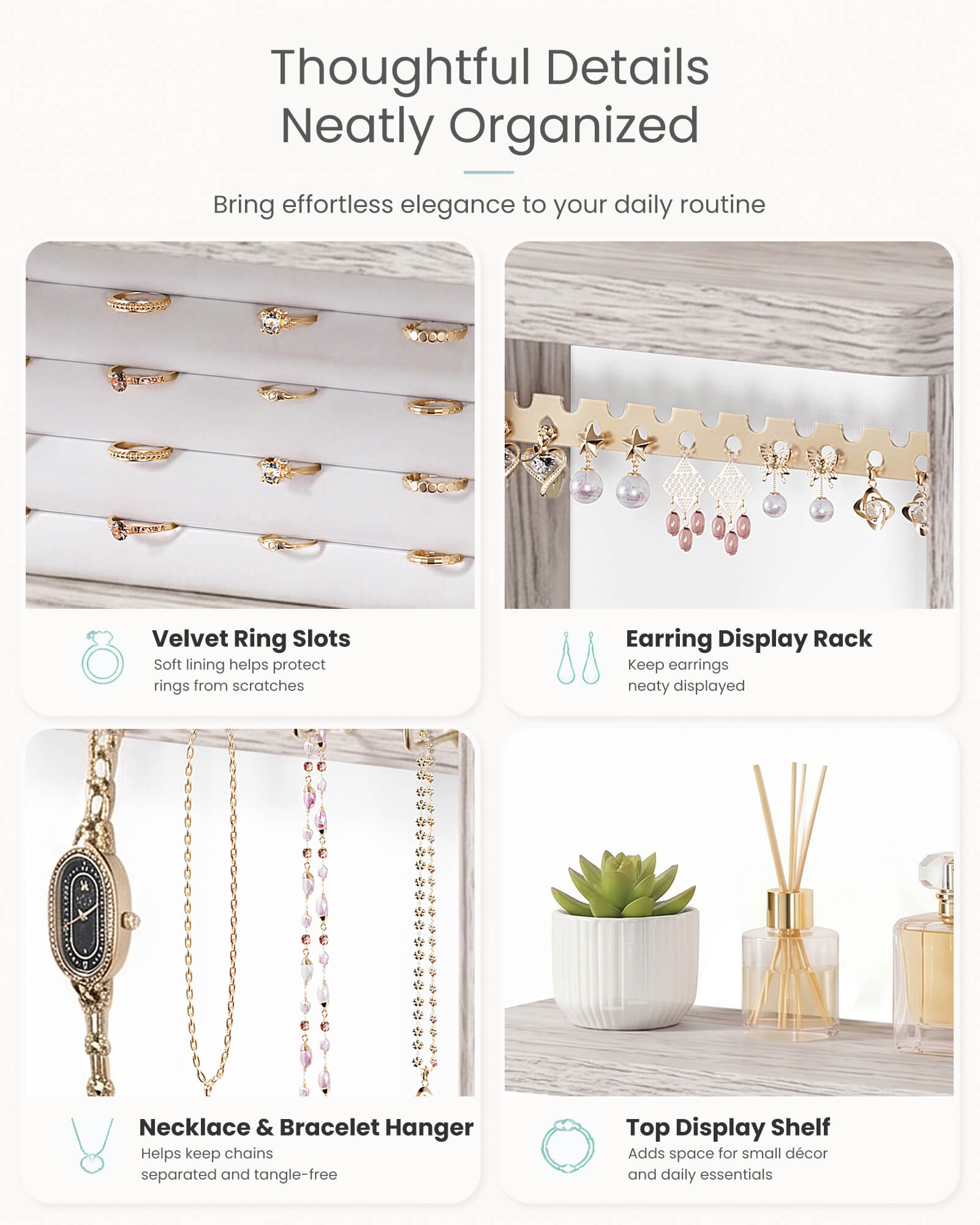 Large Capacity Wall Mounted Hanging Jewelry Organizer