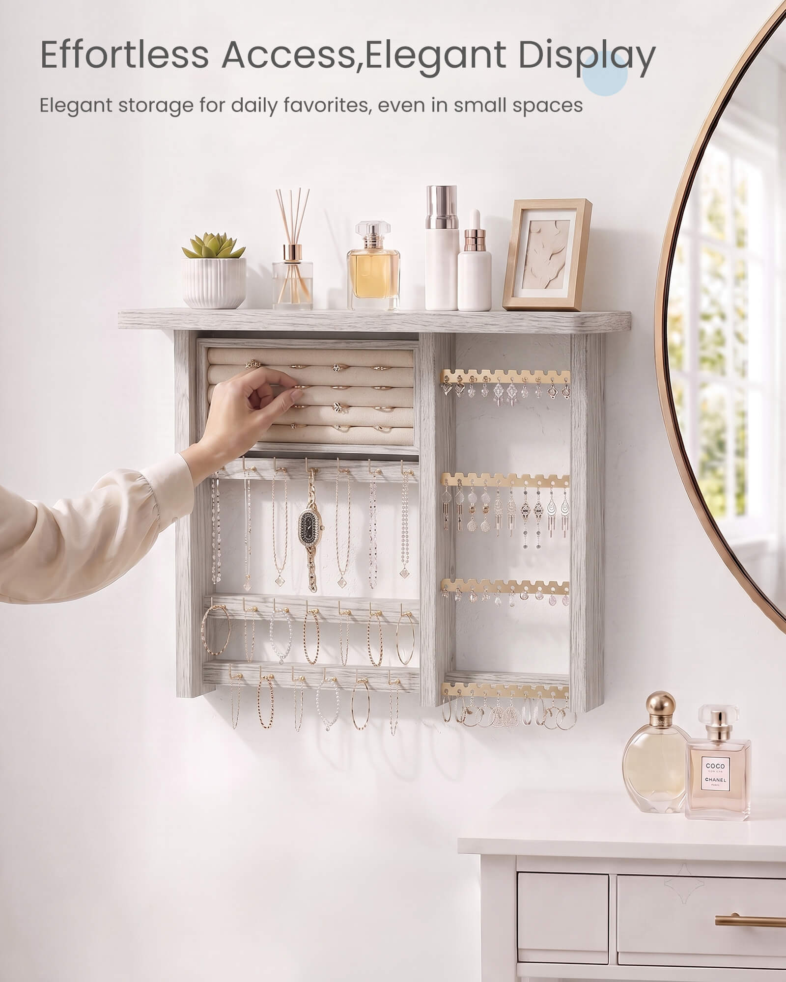 Large Capacity Wall Mounted Hanging Jewelry Organizer