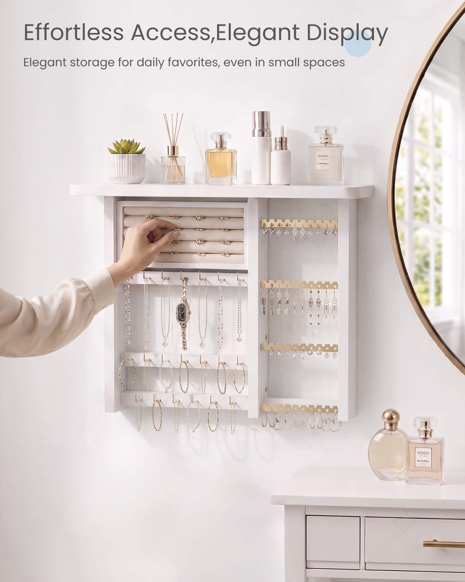 Large Capacity Wall Mounted Hanging Jewelry Organizer