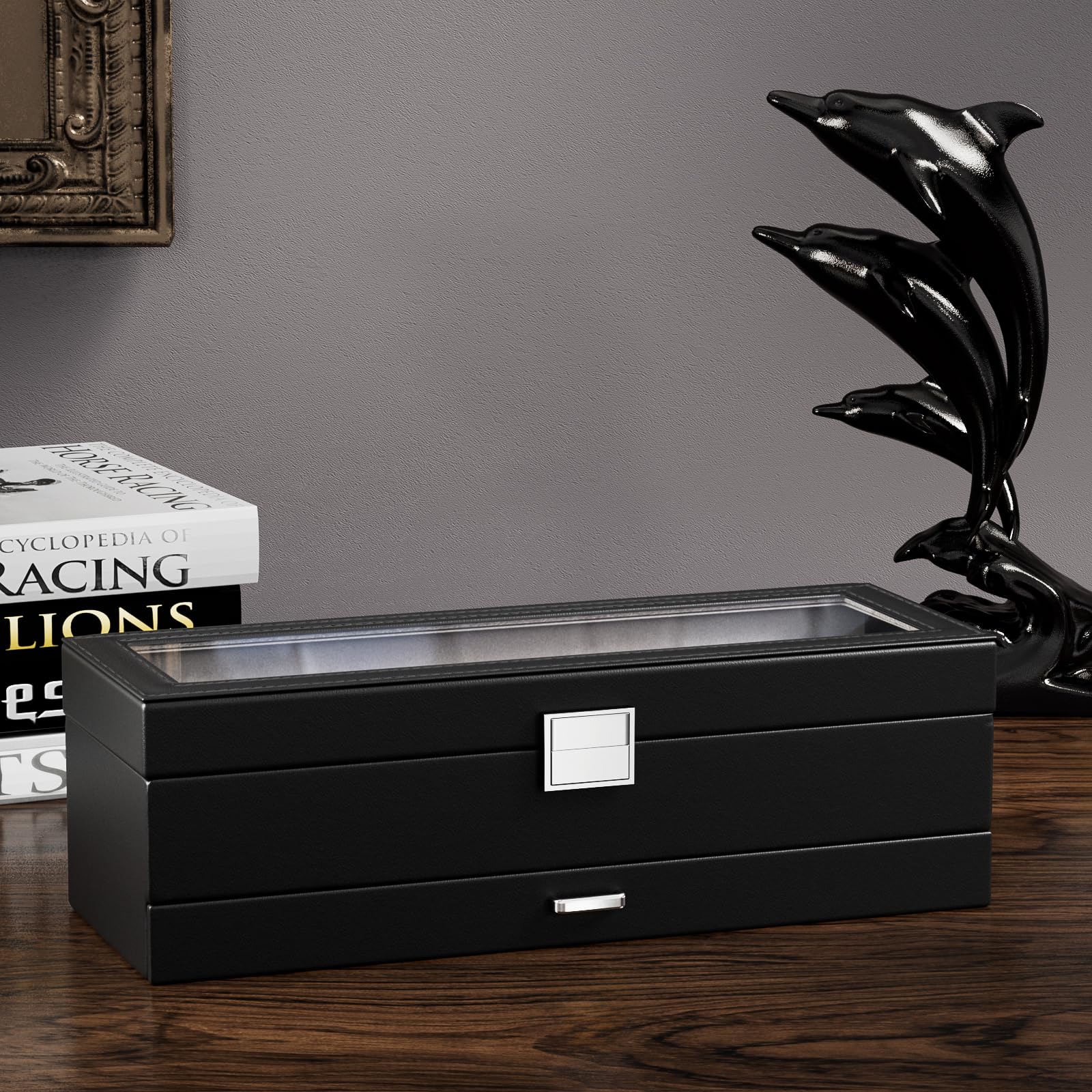 6 Slot 2-Layer Watch Display Case with Drawer