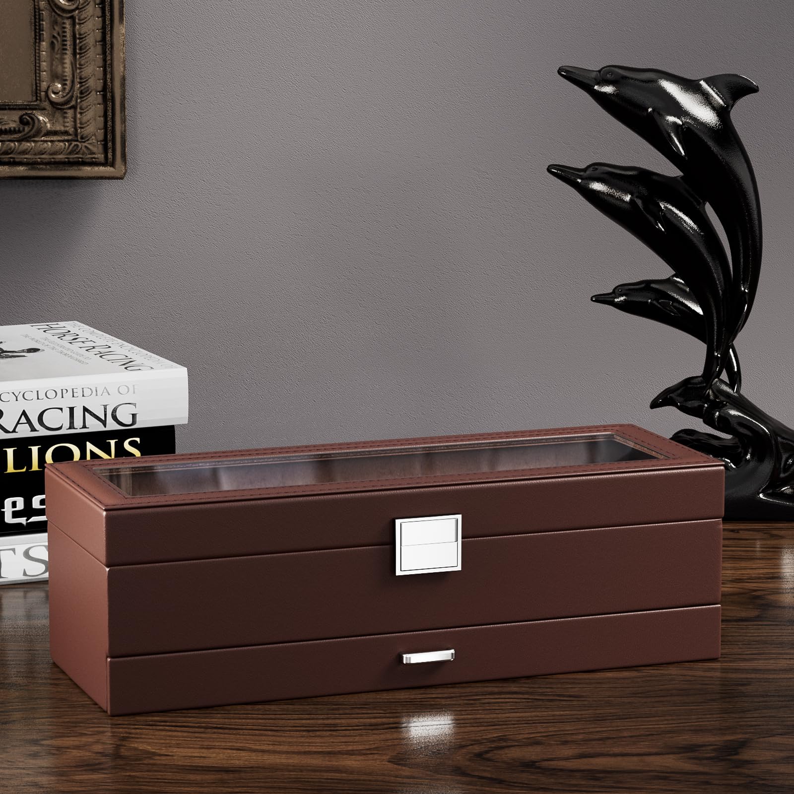 6 Slot 2-Layer Watch Display Case with Drawer