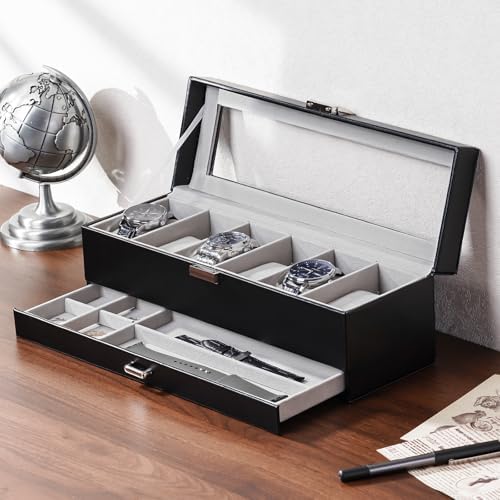 6 Slot Watch Display Case with Drawer
