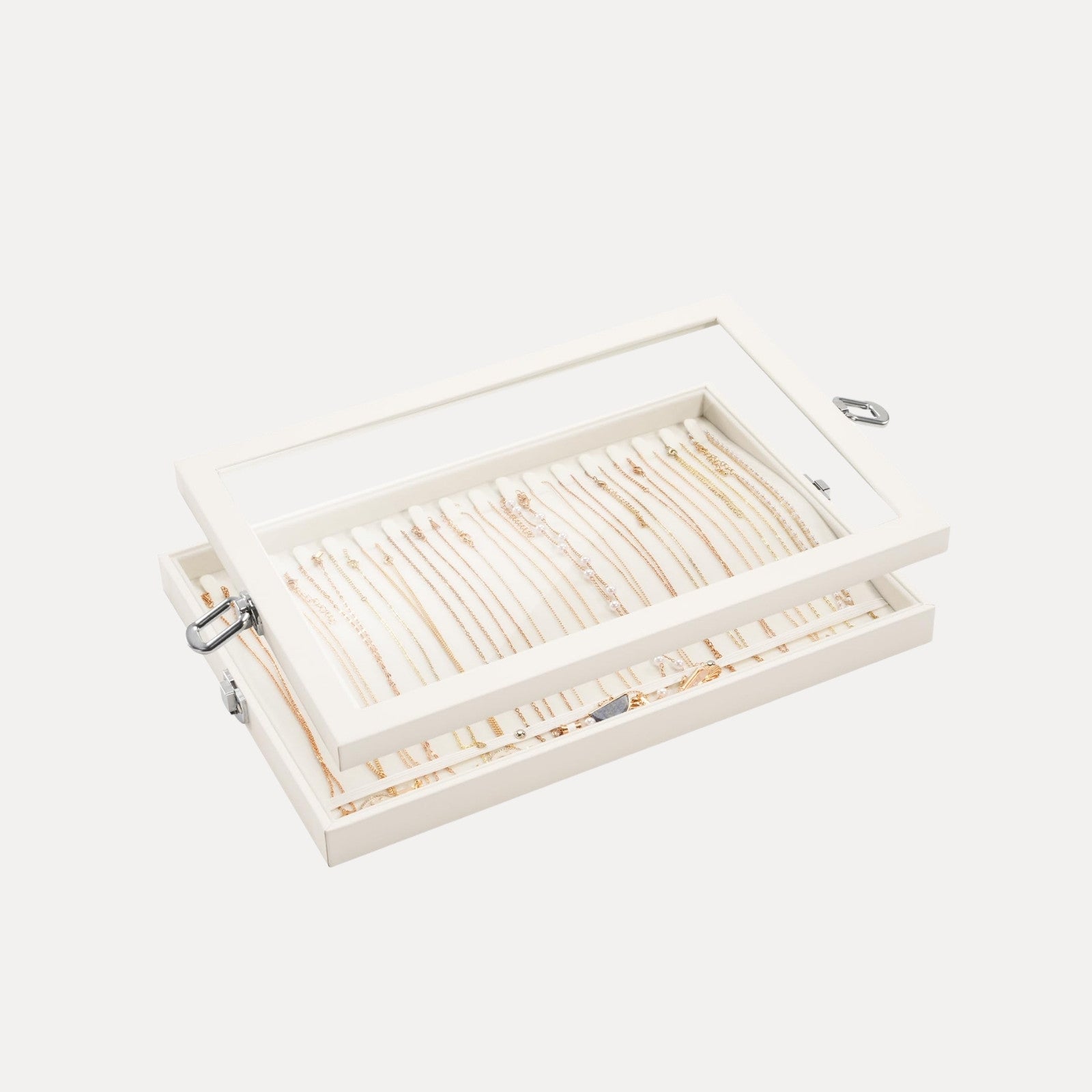 18 Hooks Velvet Necklace Organizer Holder Storage Box