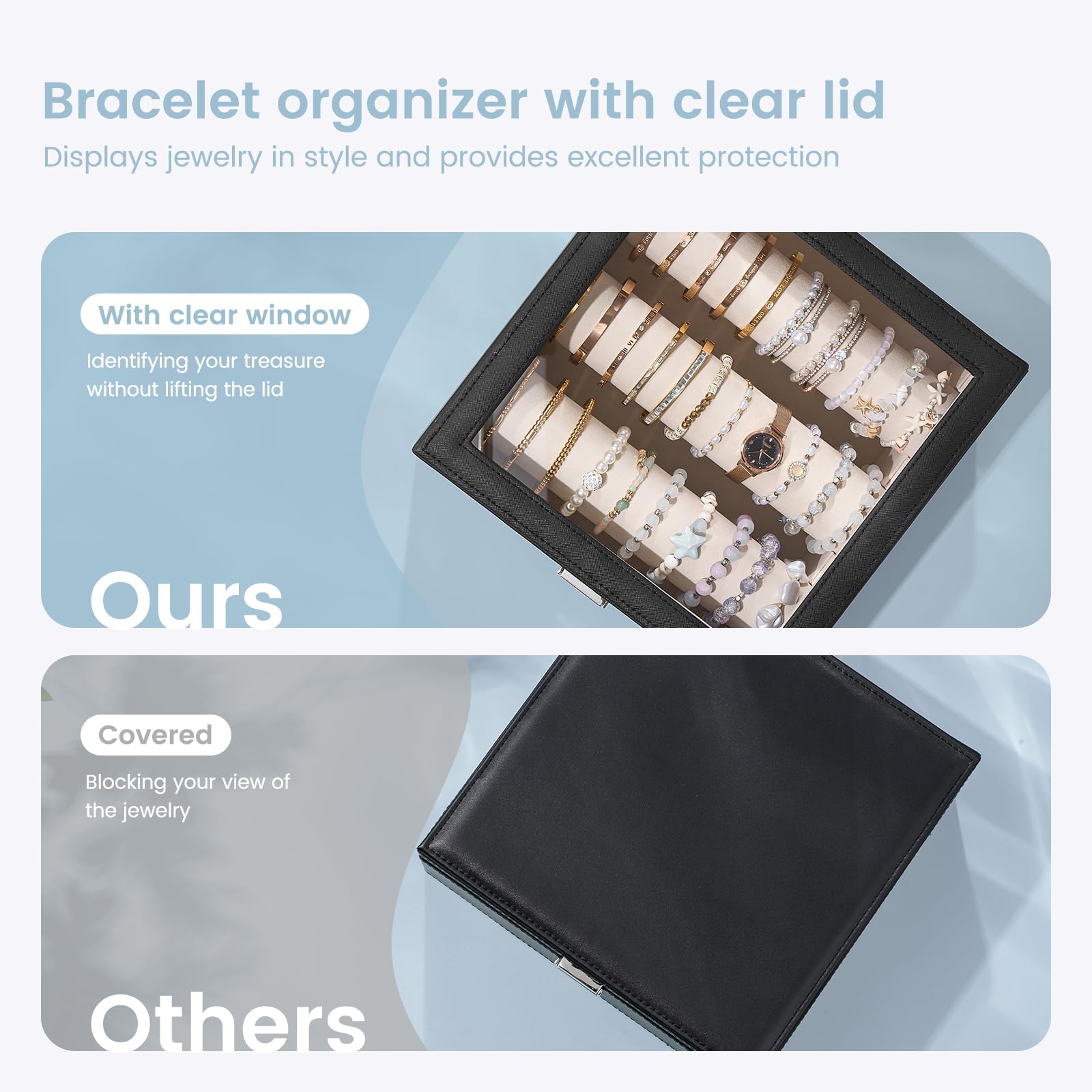 Bracelet Display Holder Clear Lid Jewelry Box