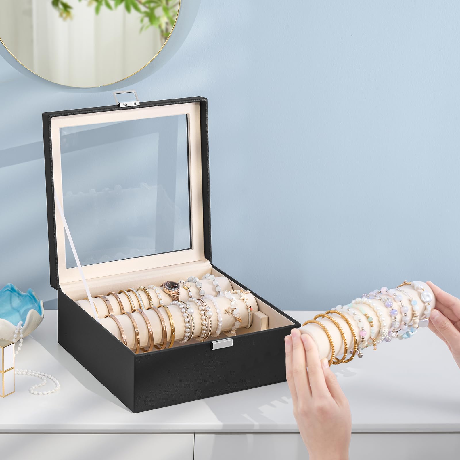 Bracelet Display Holder Clear Lid Jewelry Box
