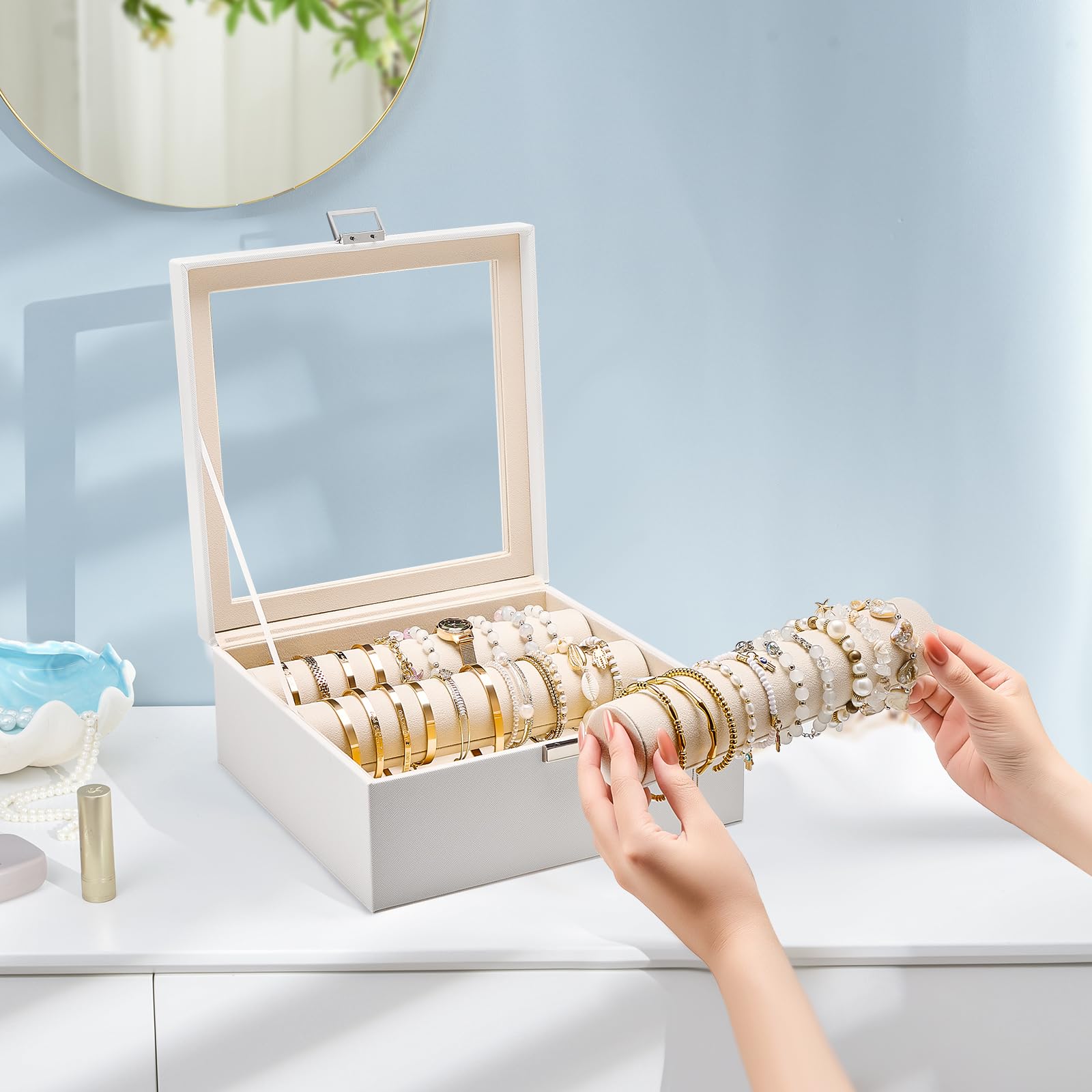 Bracelet Display Holder Clear Lid Jewelry Box