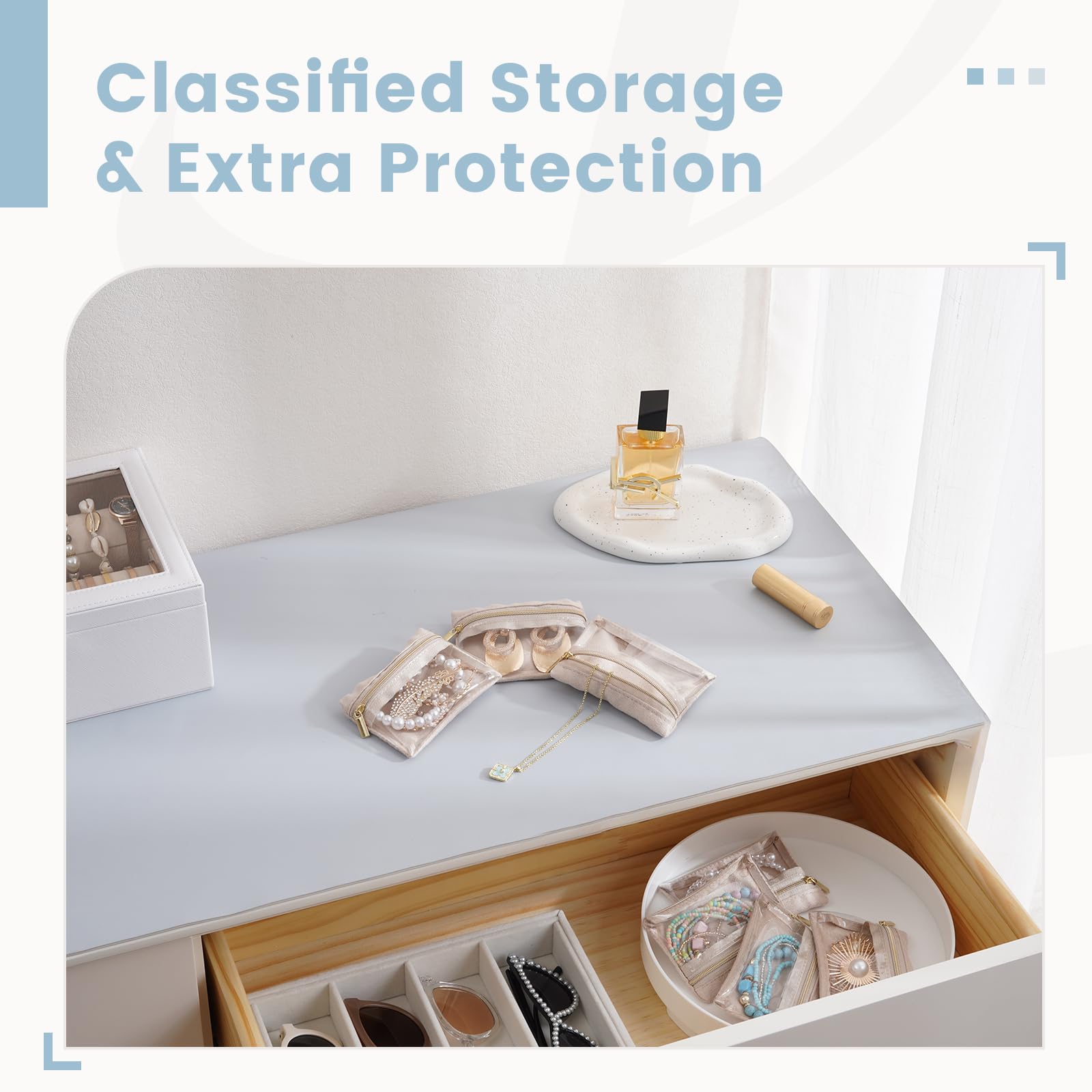 8 in 1 Travel Jewelry Case with Velvet Pouches