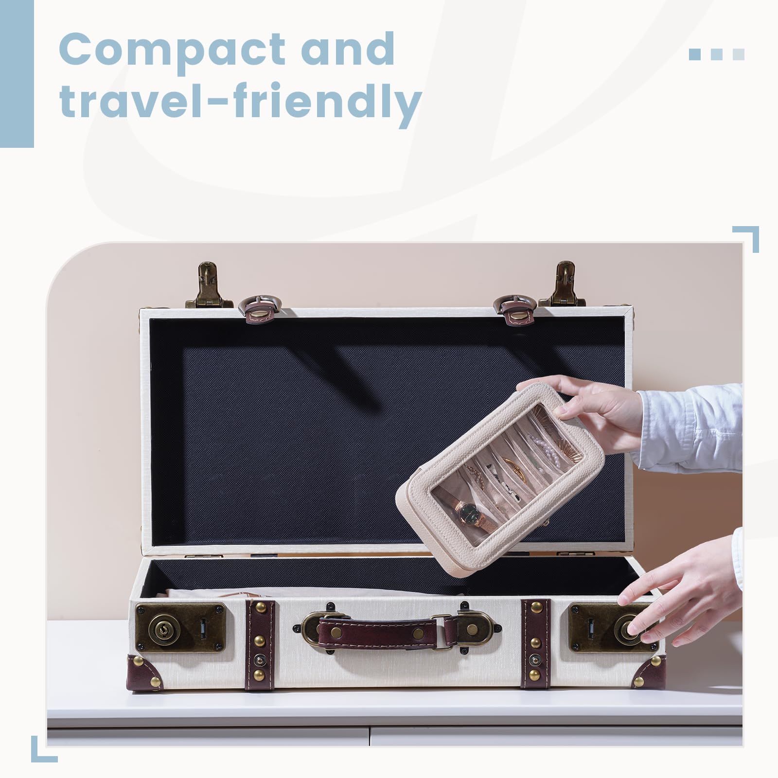 8 in 1 Travel Jewelry Case with Velvet Pouches