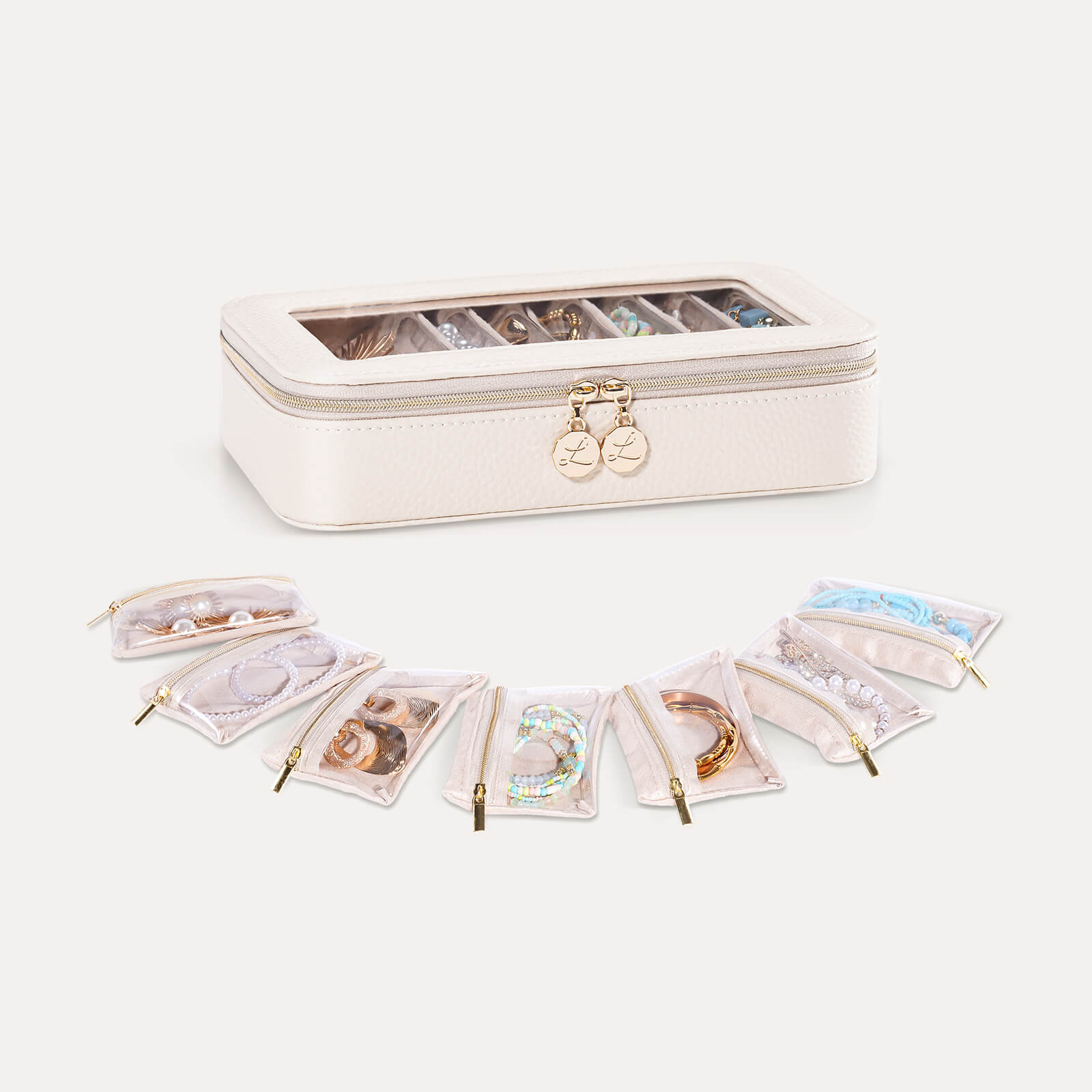 8 in 1 Travel Jewelry Case with Velvet Pouches