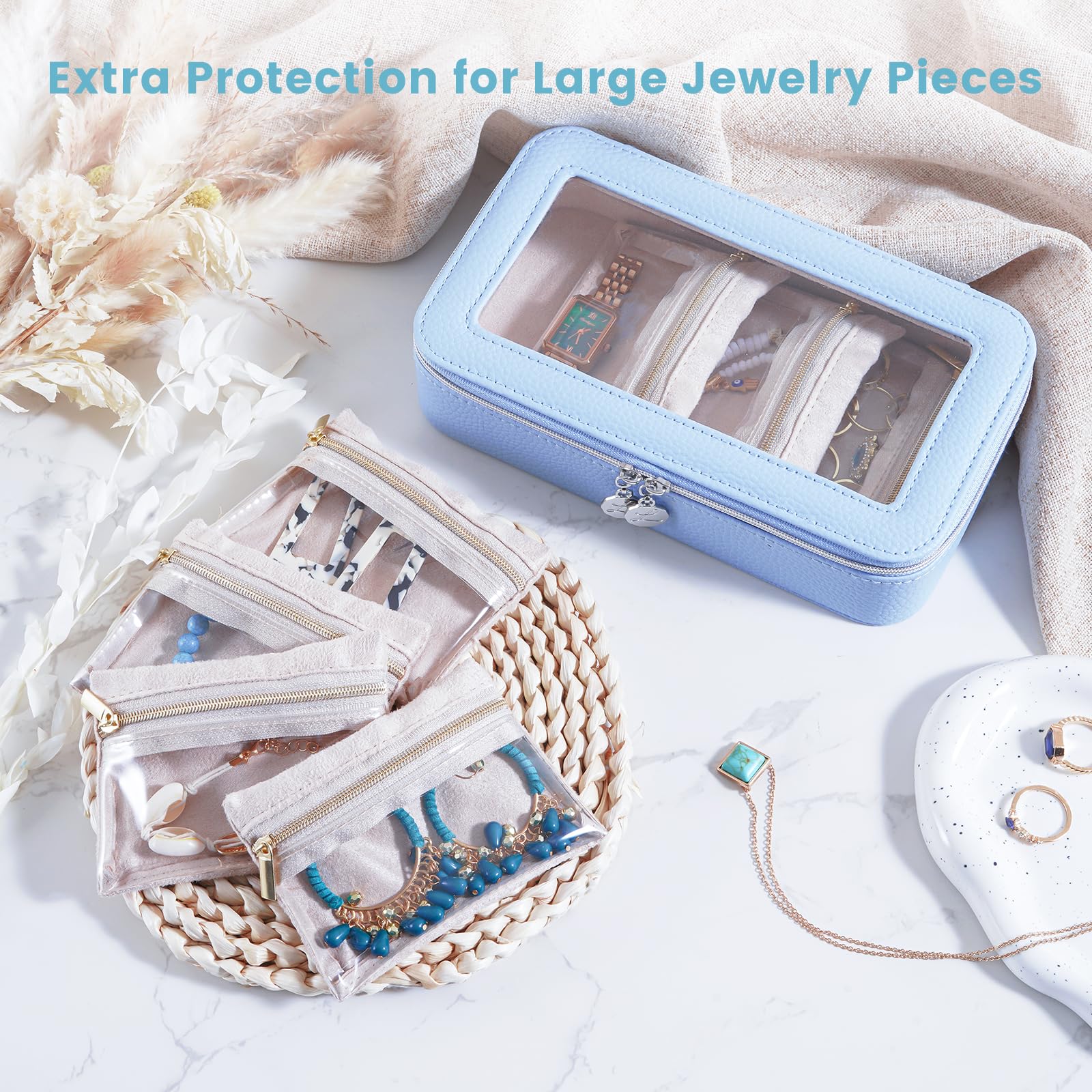 8 in 1 Travel Jewelry Case with Velvet Pouches