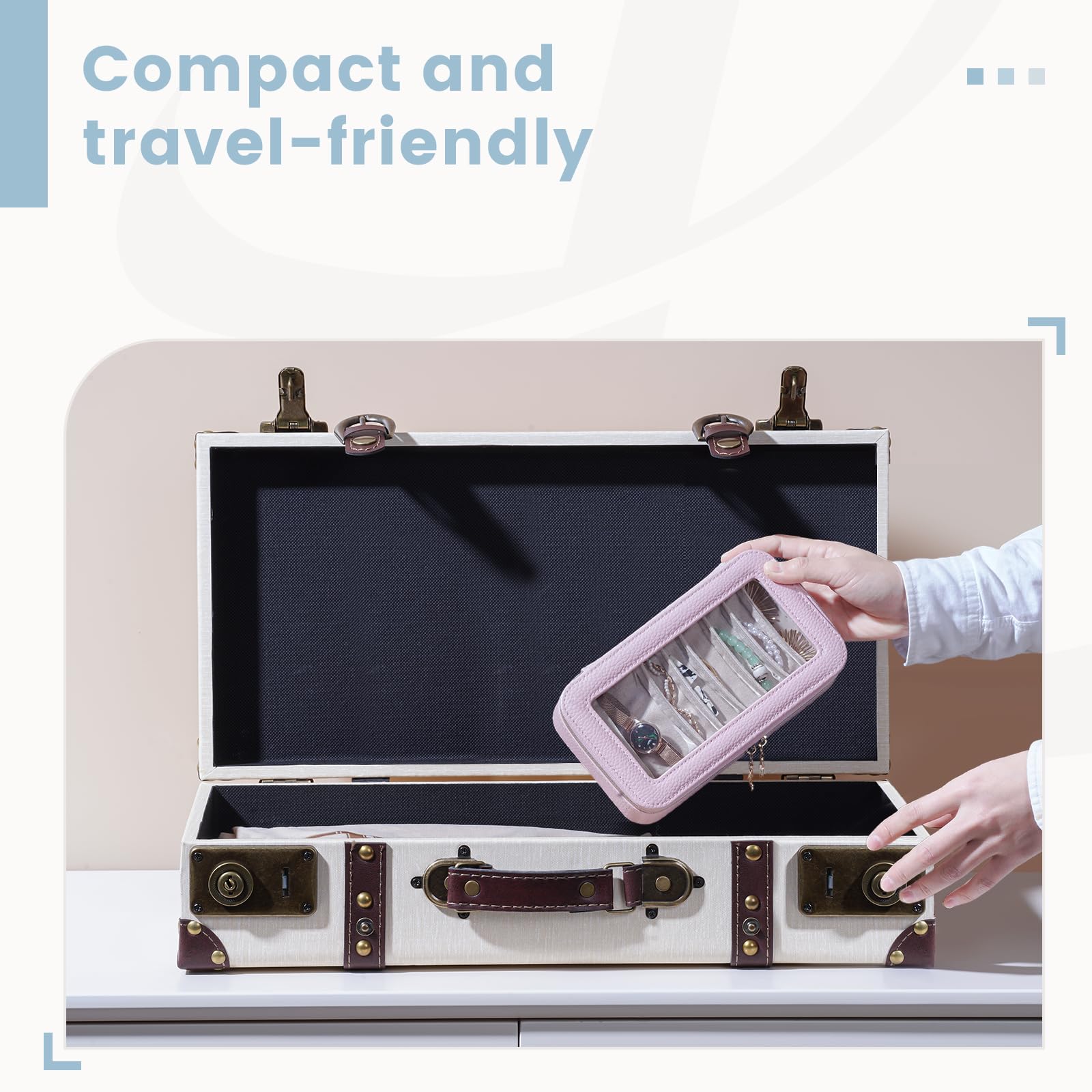 8 in 1 Travel Jewelry Case with Velvet Pouches