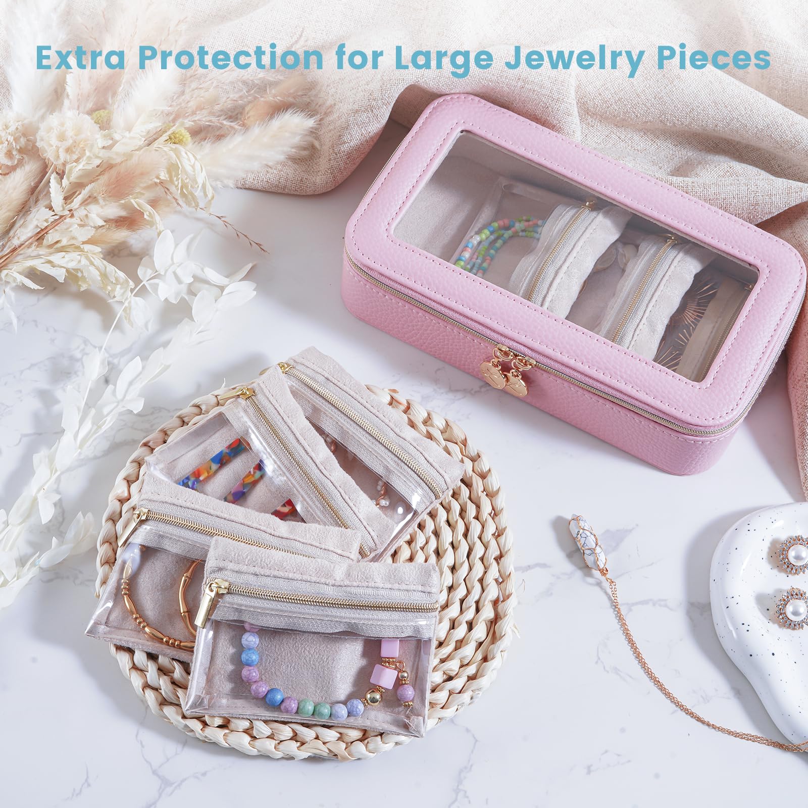 8 in 1 Travel Jewelry Case with Velvet Pouches