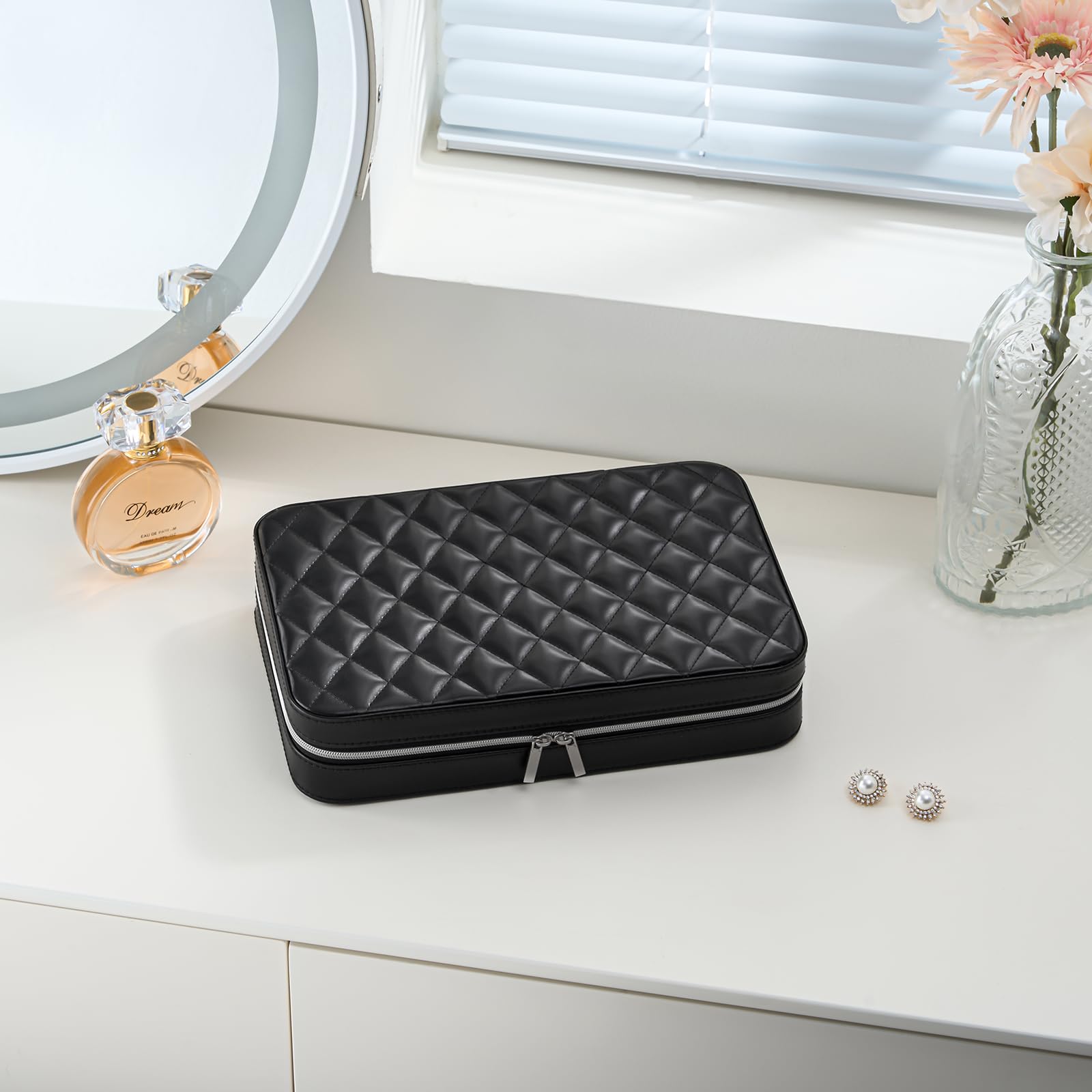 Travel Jewelry Organizer Box with Mirror