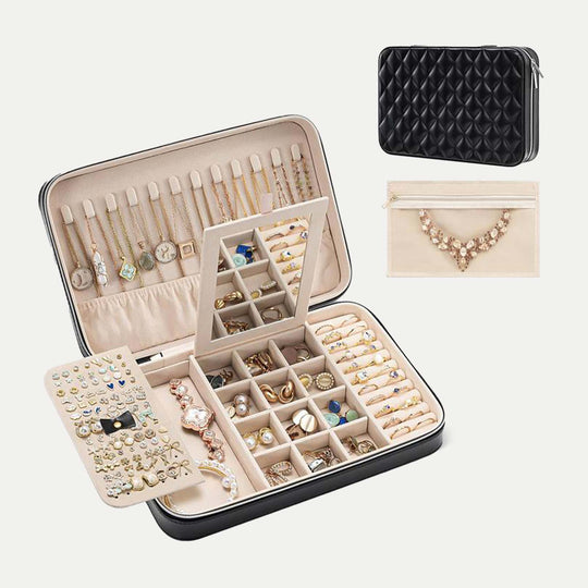 Travel Jewelry Organizer Box with Mirror