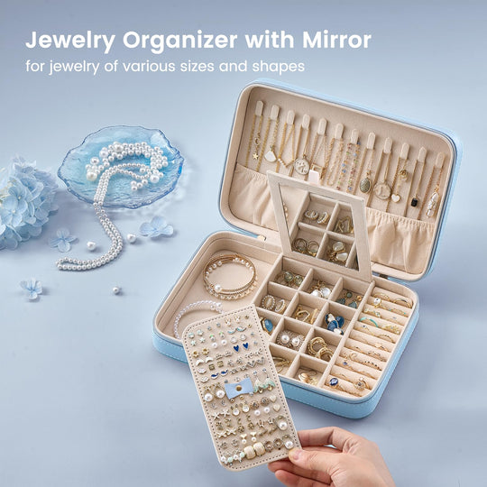 Travel Jewelry Organizer Box with Mirror