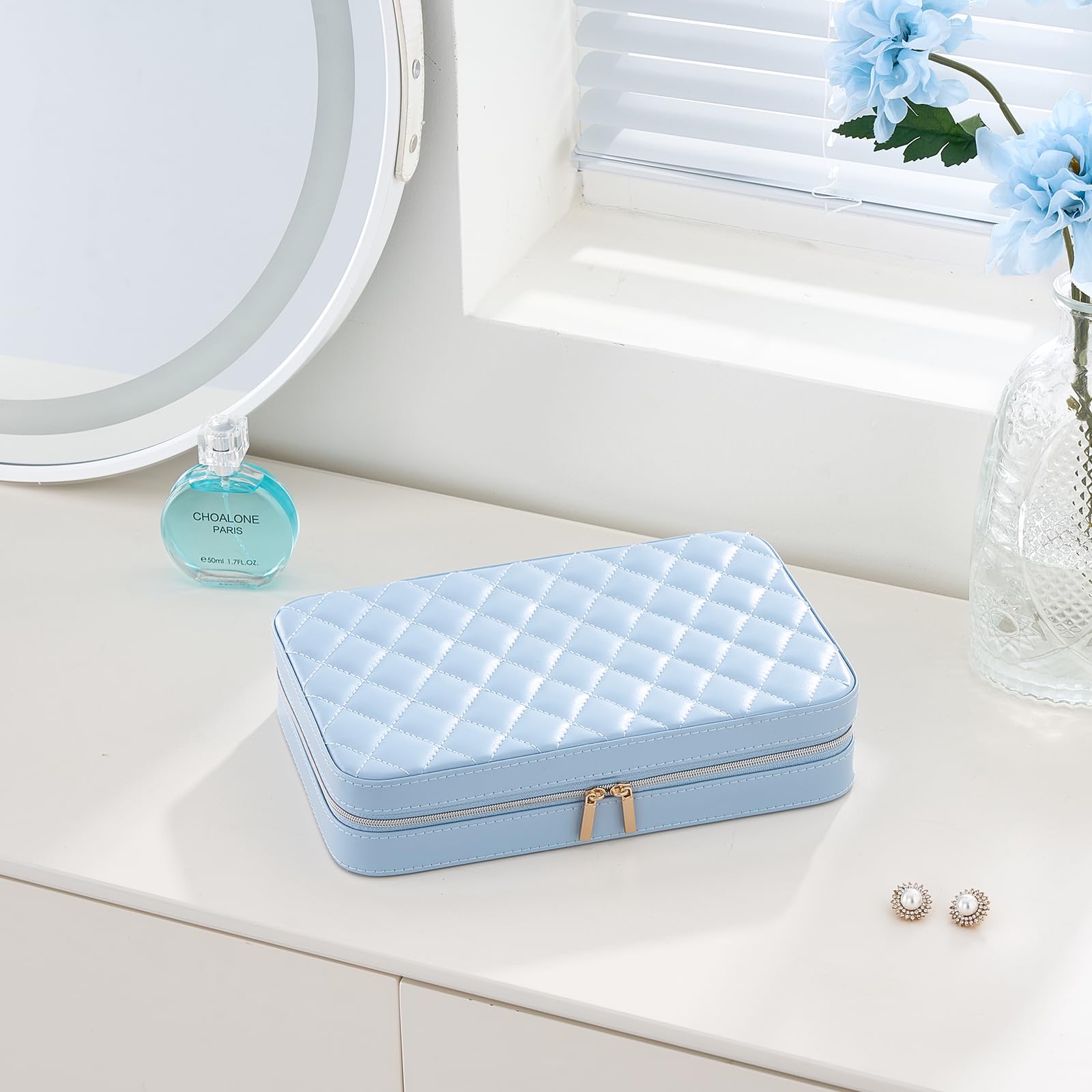 Travel Jewelry Organizer Box with Mirror