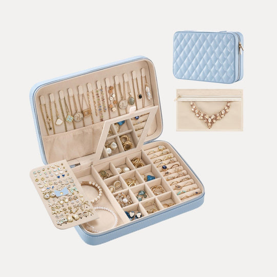 Travel Jewelry Organizer Box with Mirror