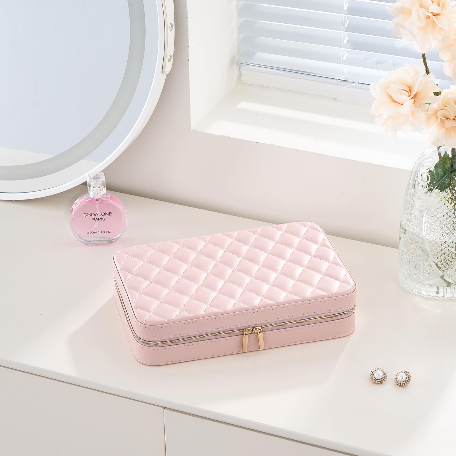 Travel Jewelry Organizer Box with Mirror