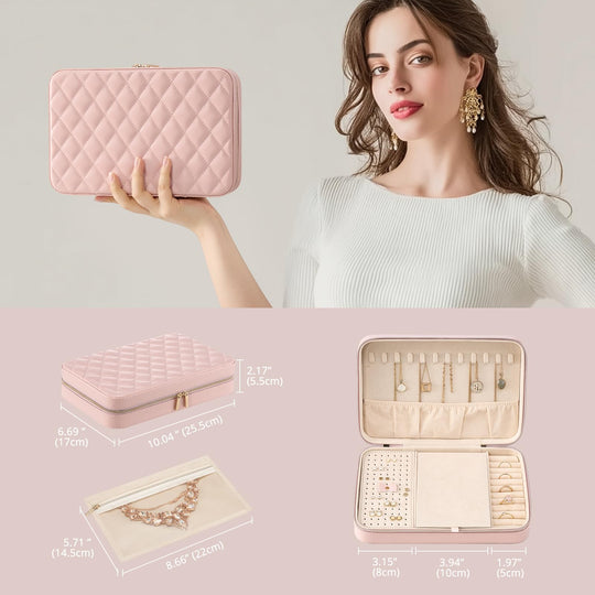 Travel Jewelry Organizer Box with Mirror