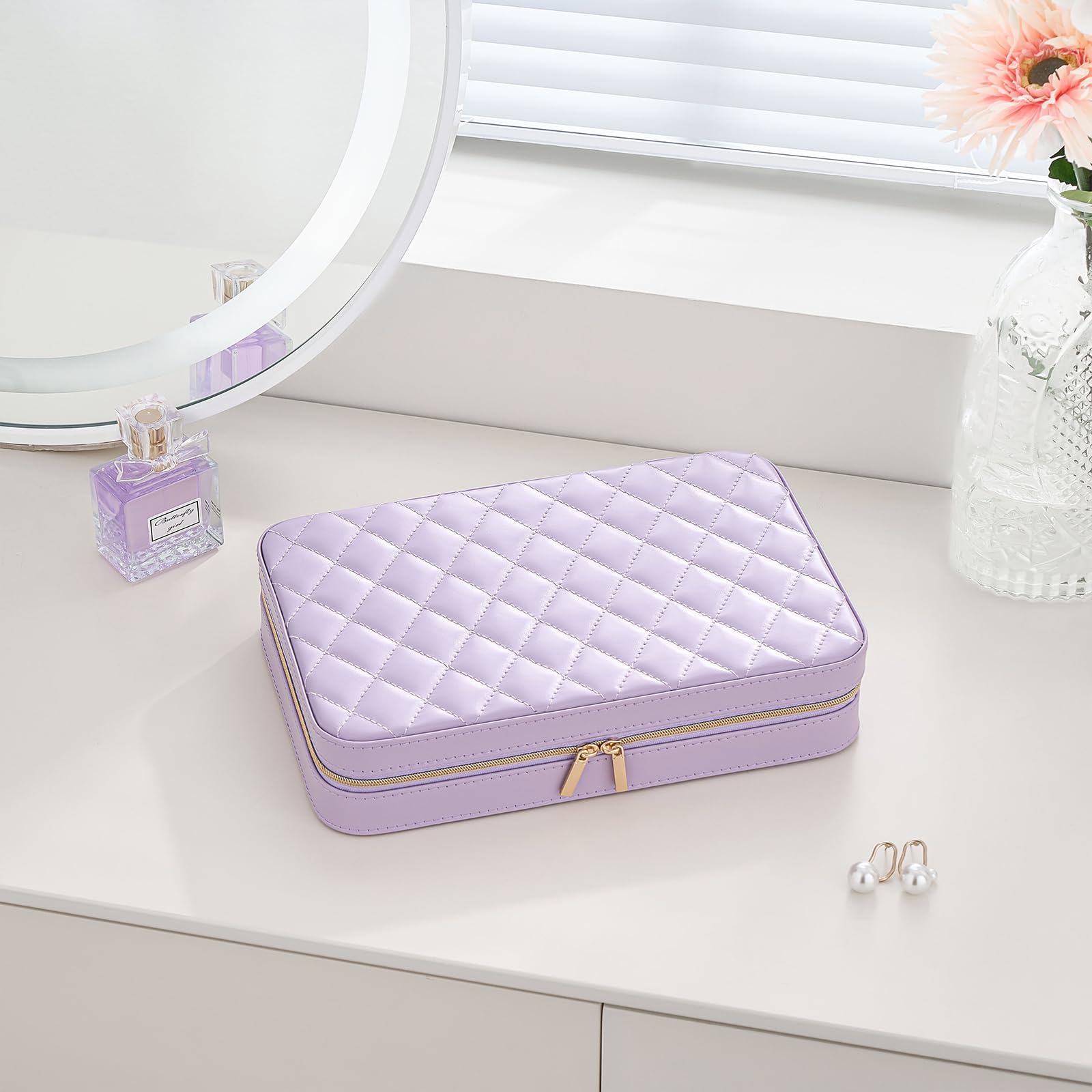 Travel Jewelry Organizer Box with Mirror