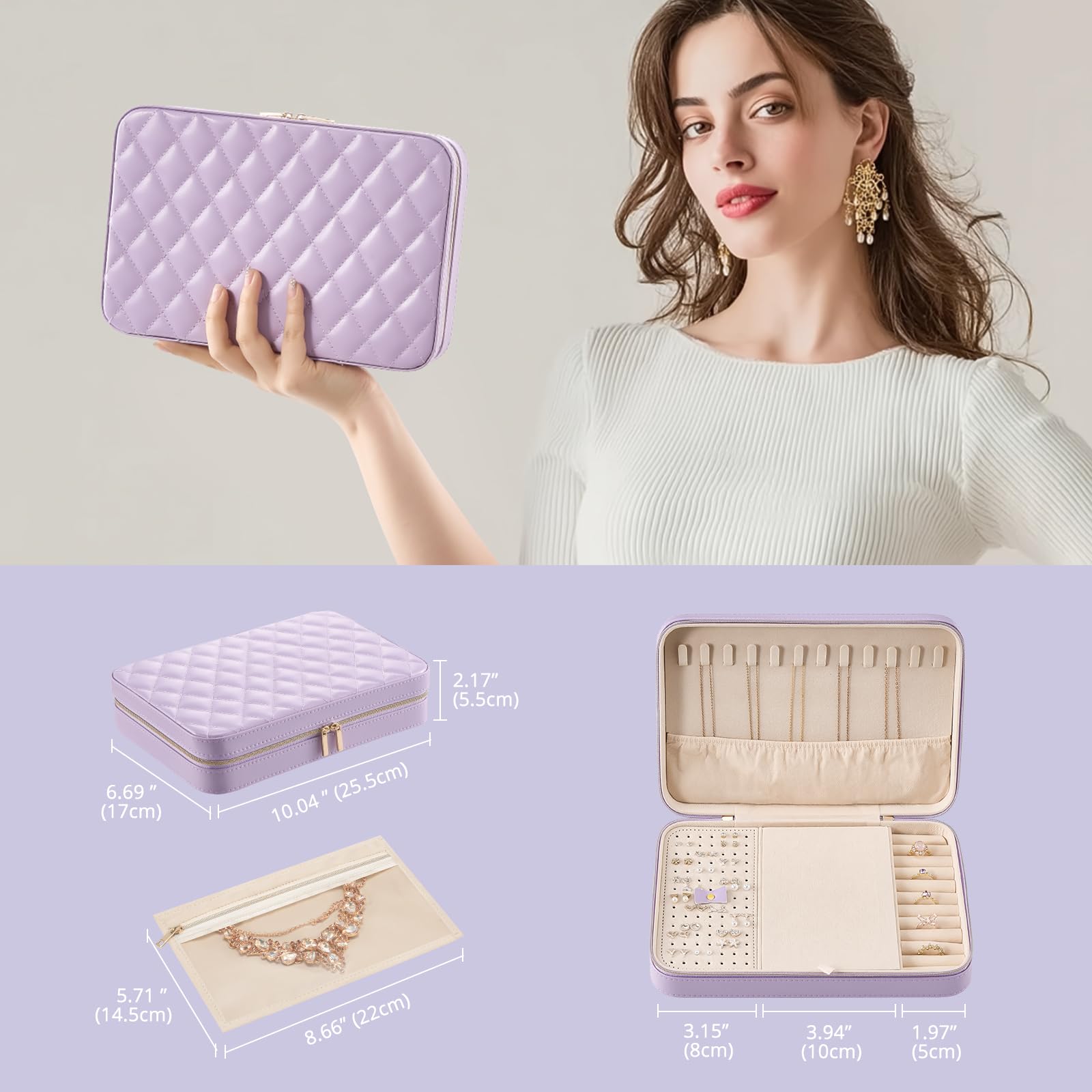 Travel Jewelry Organizer Box with Mirror