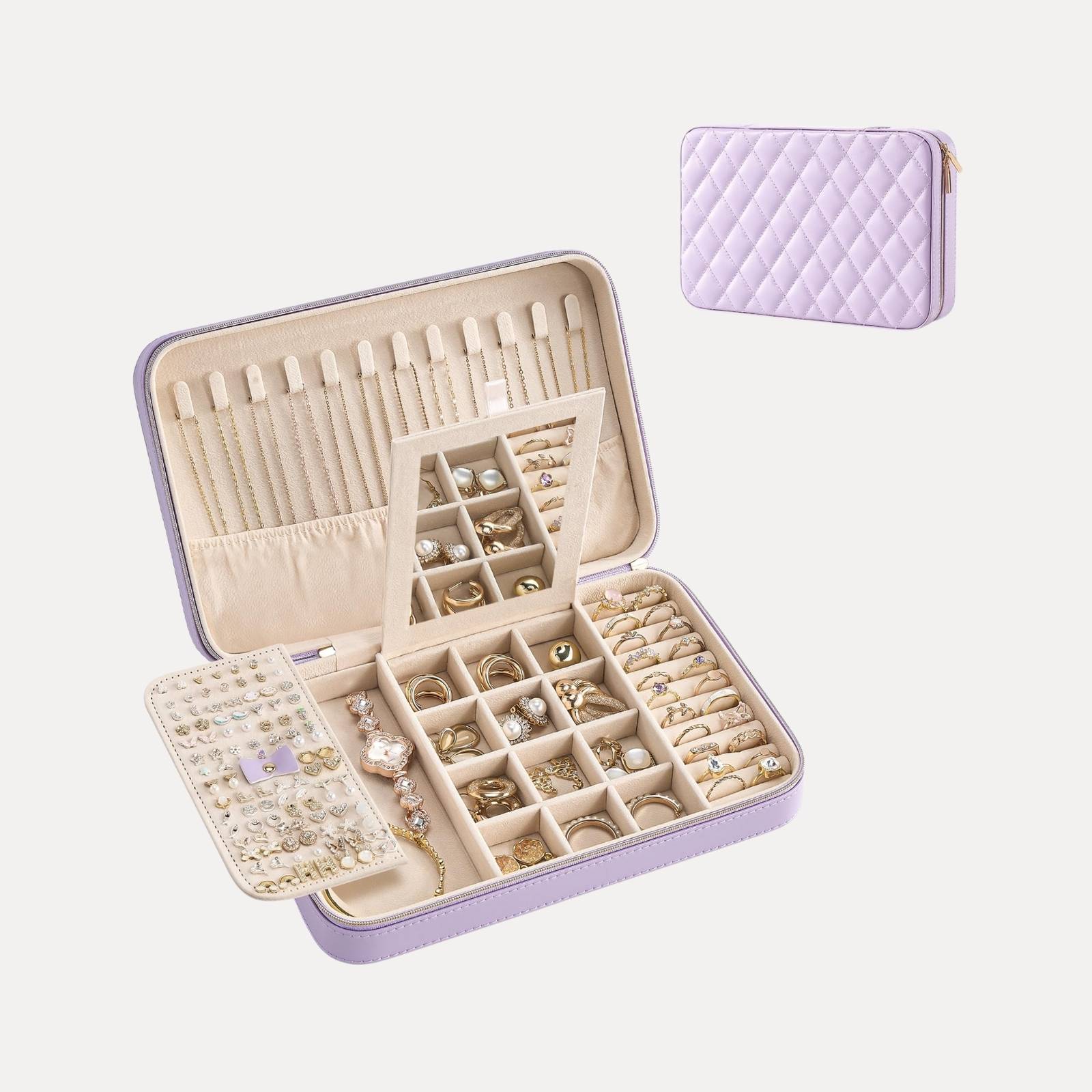 Travel Jewelry Organizer Box with Mirror