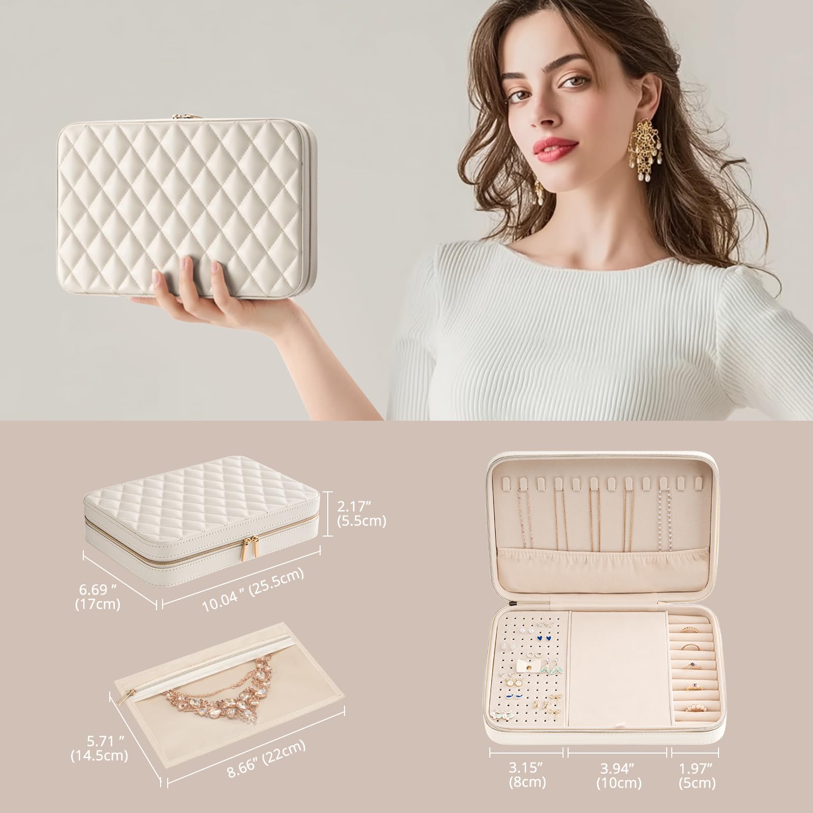 Travel Jewelry Organizer Box with Mirror