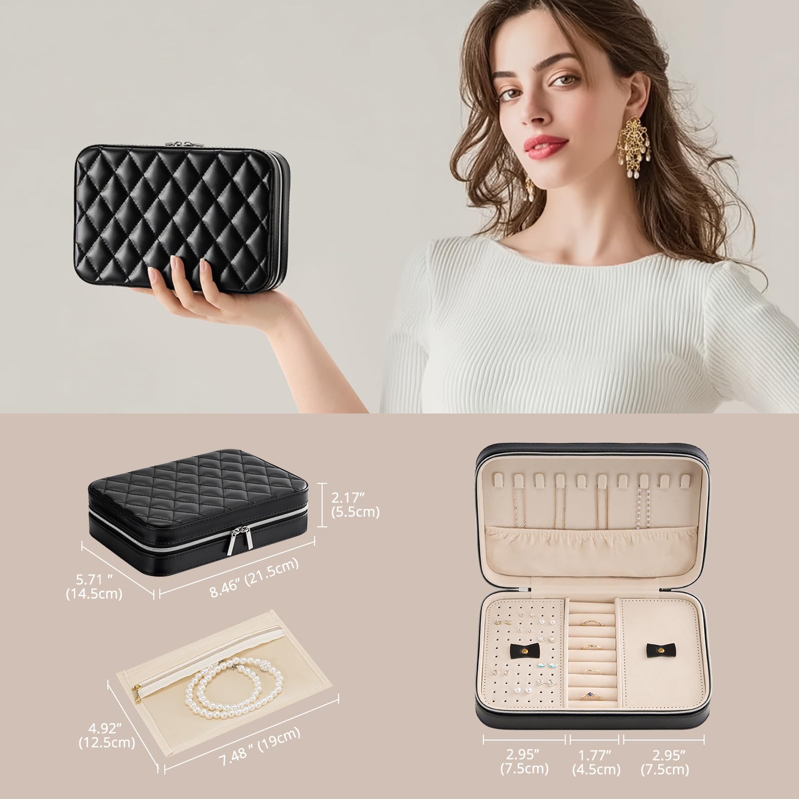 Travel Jewelry Organizer Box with Mirror