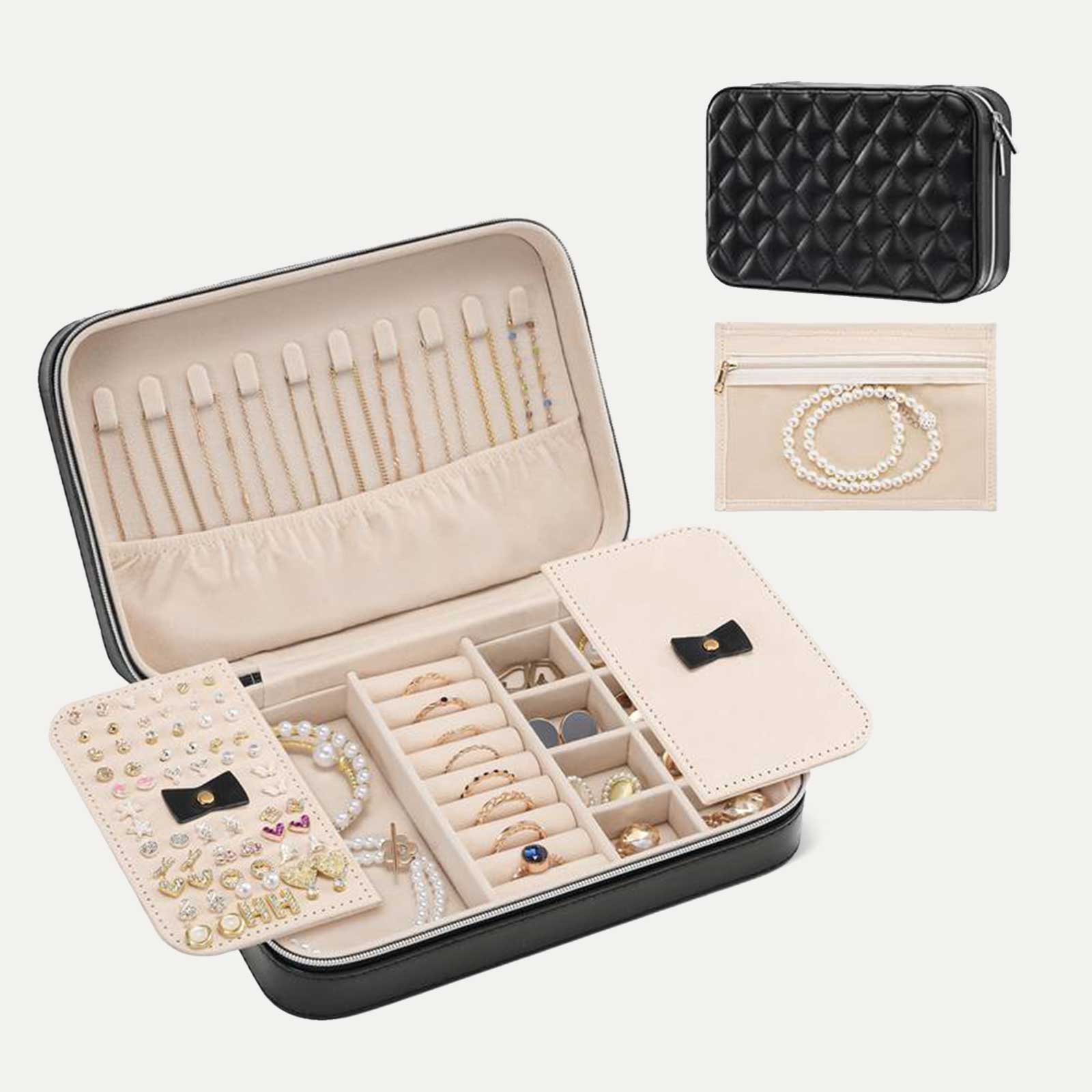 Travel Jewelry Organizer Box with Mirror