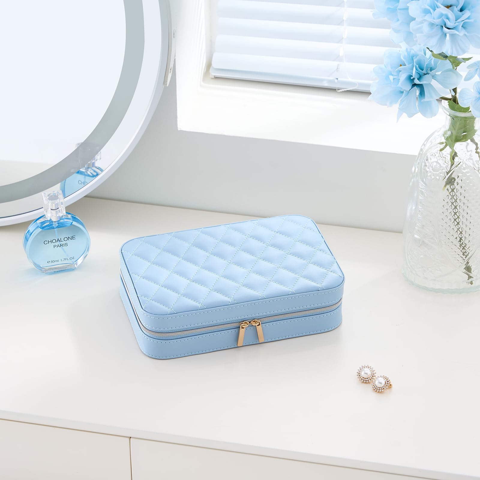 Travel Jewelry Organizer Box with Mirror