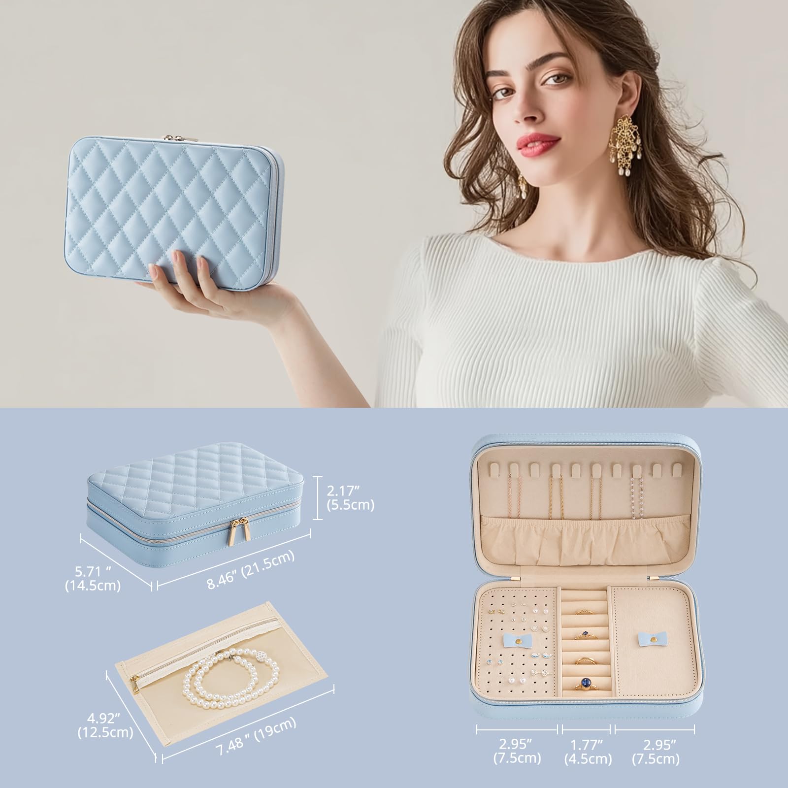 Travel Jewelry Organizer Box with Mirror