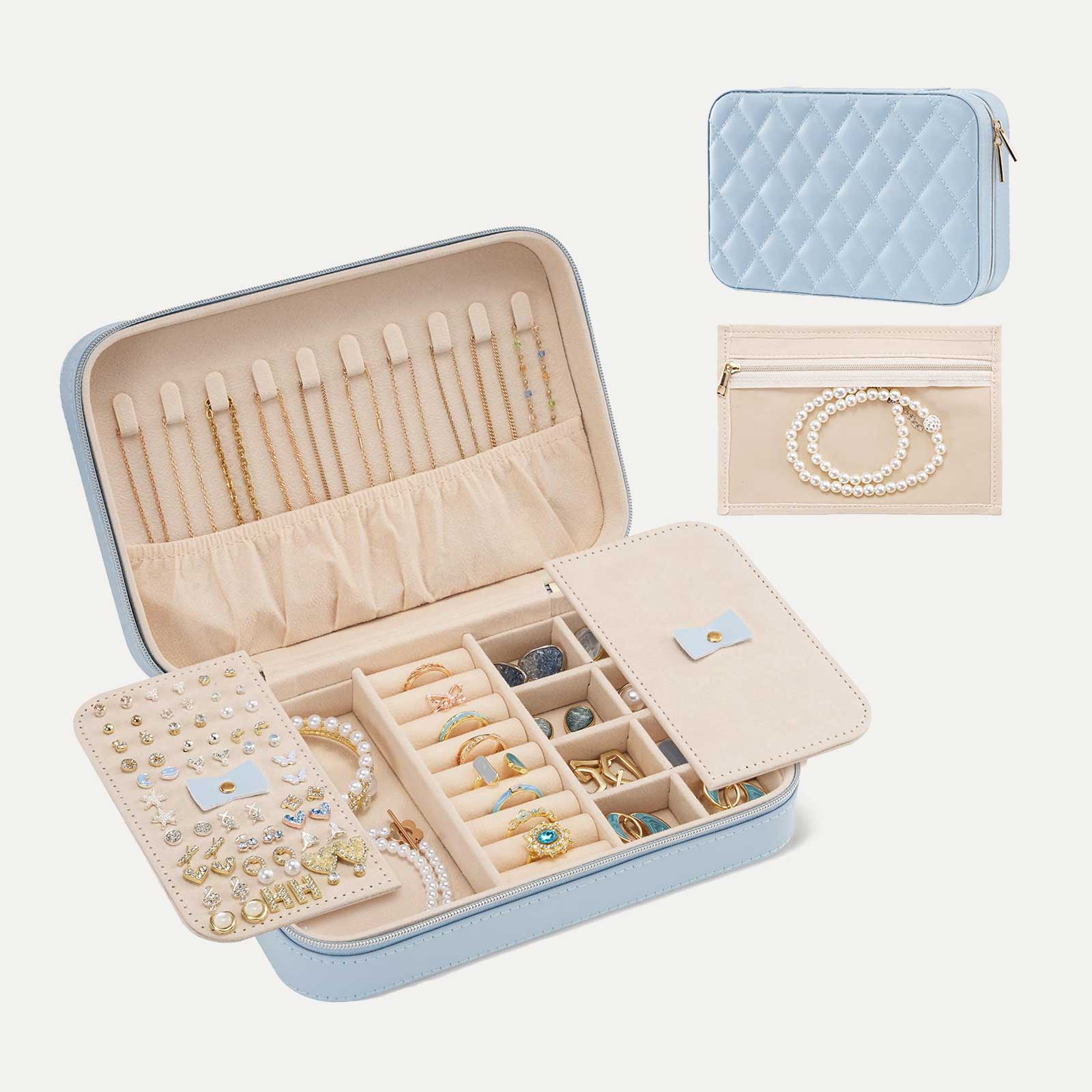 Travel Jewelry Organizer Box with Mirror