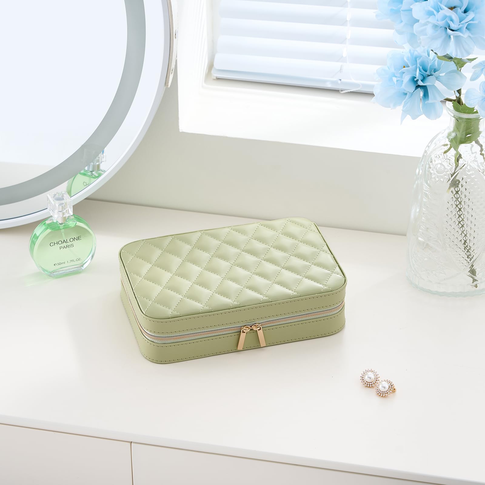 Travel Jewelry Organizer Box with Mirror
