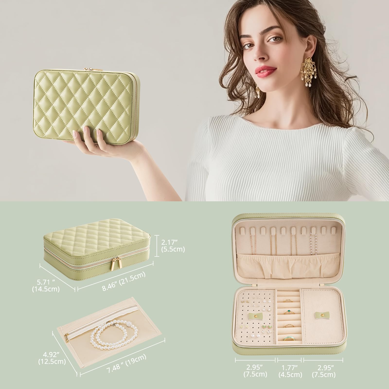 Travel Jewelry Organizer Box with Mirror
