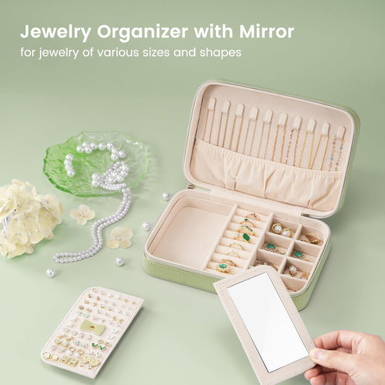 Travel Jewelry Organizer Box with Mirror