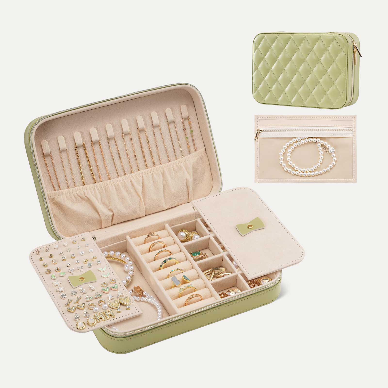 Travel Jewelry Organizer Box with Mirror