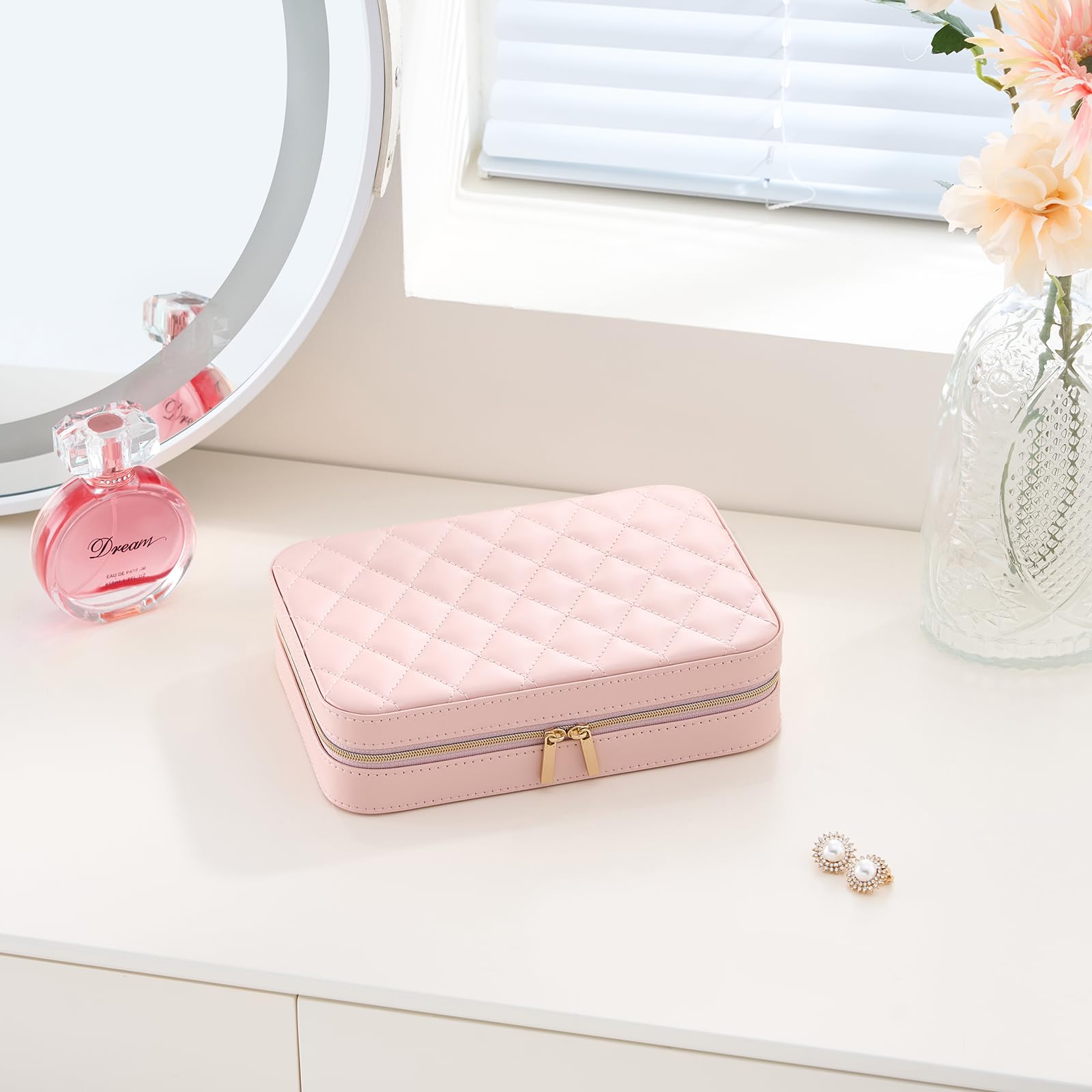 Travel Jewelry Organizer Box with Mirror