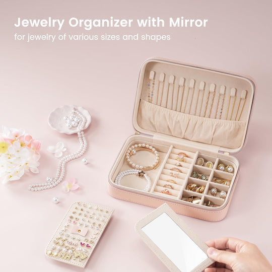 Travel Jewelry Organizer Box with Mirror