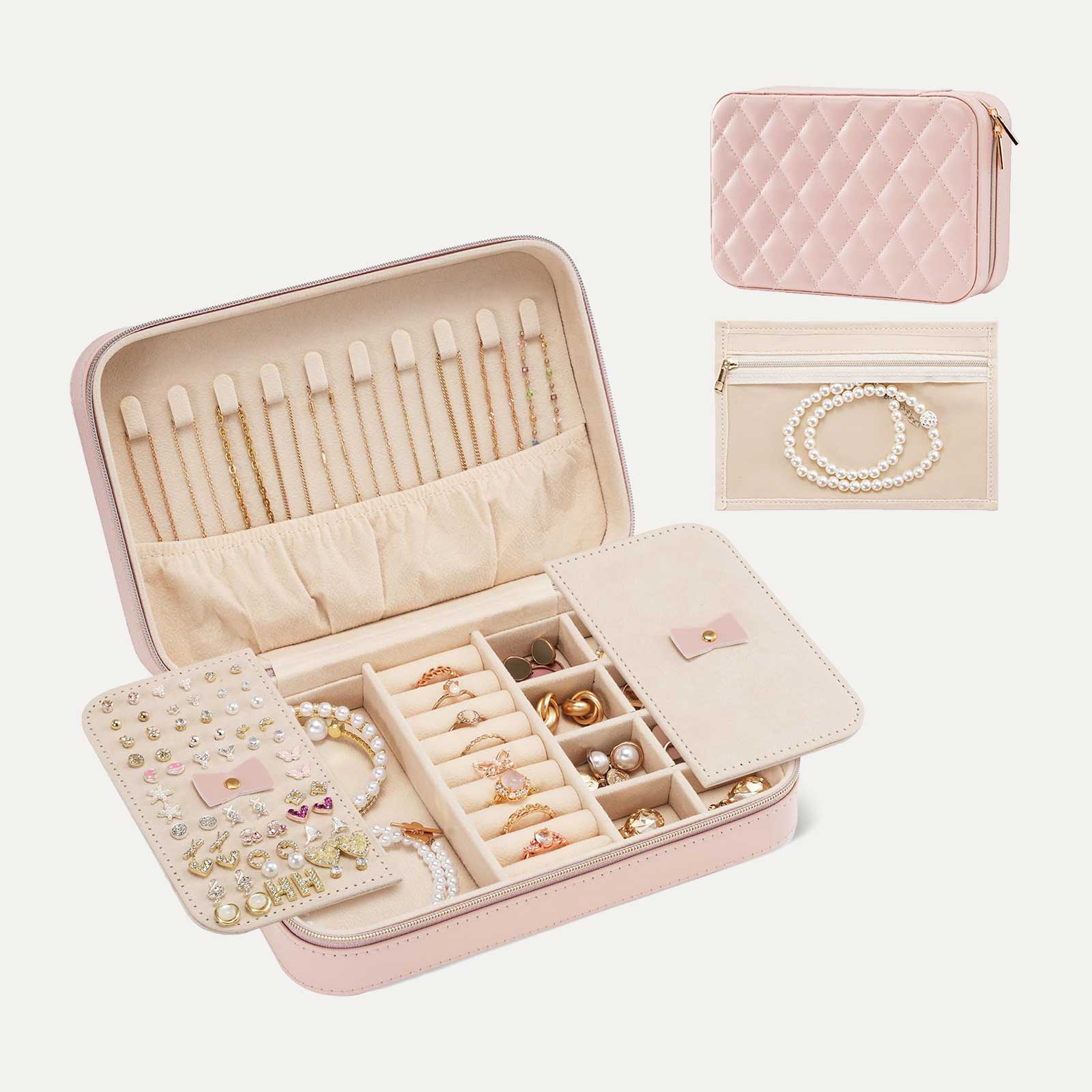 Travel Jewelry Organizer Box with Mirror