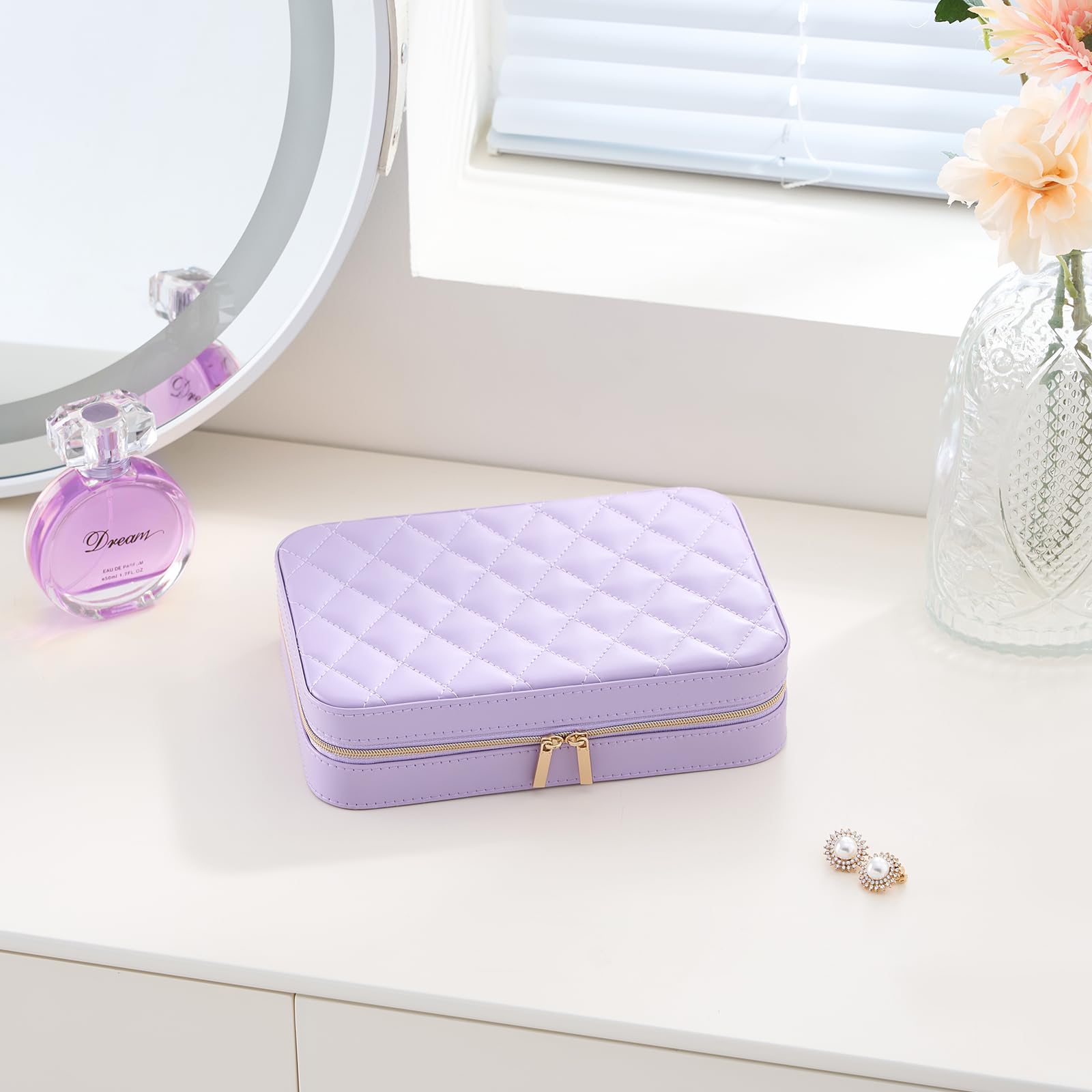 Travel Jewelry Organizer Box with Mirror