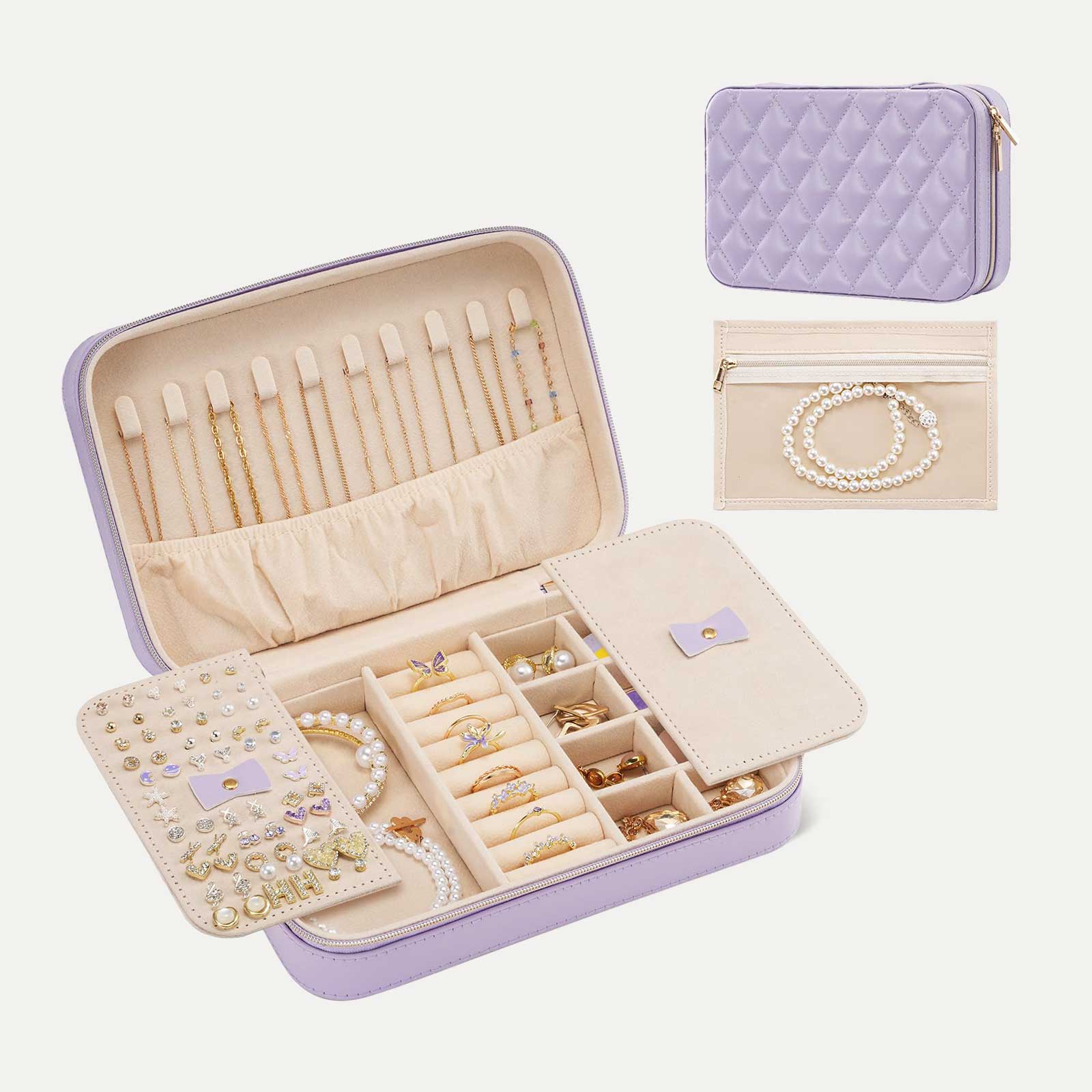 Travel Jewelry Organizer Box with Mirror