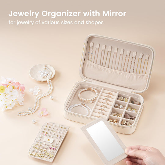 Travel Jewelry Organizer Box with Mirror