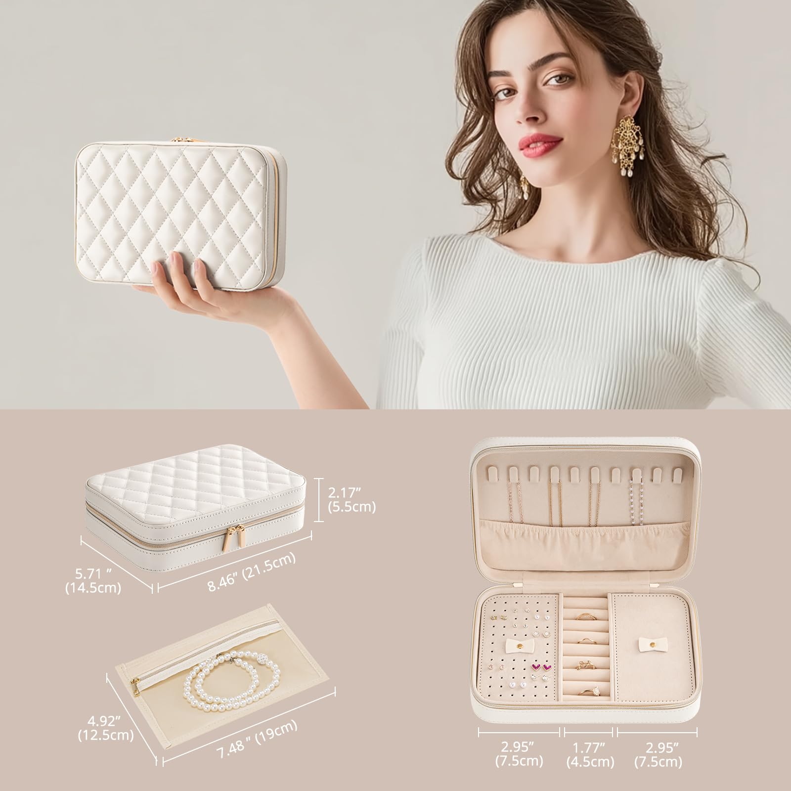 Travel Jewelry Organizer Box with Mirror