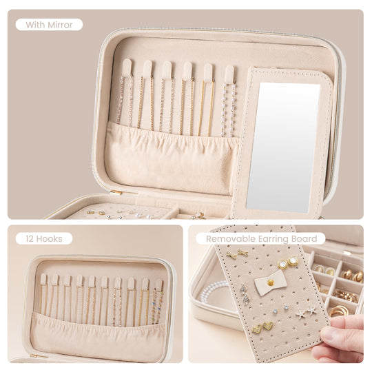 Travel Jewelry Organizer Box with Mirror