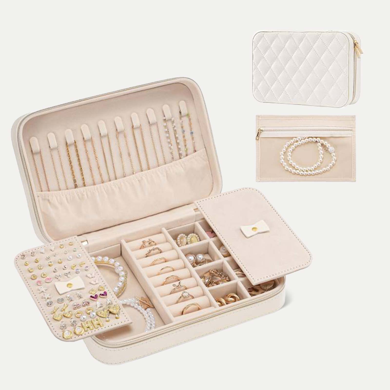 Travel Jewelry Organizer Box with Mirror