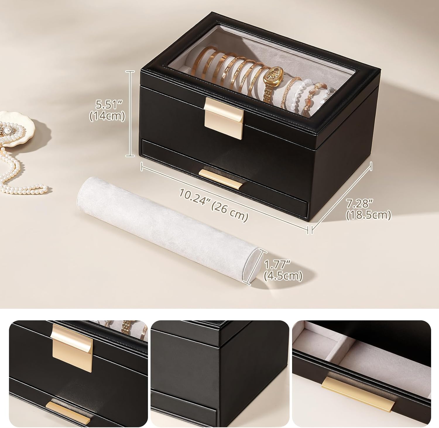 Bracelet Holder Organizer with Clear Lid and Drawer