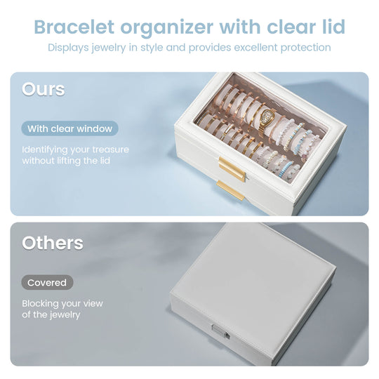 Top-down view into the Lolalet bracelet holder, showing the soft velvet pillows ready for storing watches or bangles.